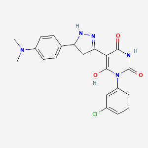 (5Z)-1-(3-chlorophenyl)-5-{5-[4-(dimethylamino)phenyl]pyrazolidin-3-ylidene}pyrimidine-2,4,6(1H,3H,5H)-trione