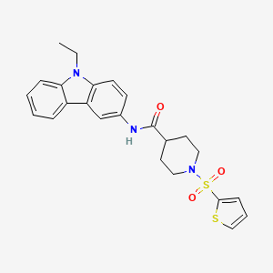 molecular formula C24H25N3O3S2 B11348397 N-(9-ethyl-9H-carbazol-3-yl)-1-(thiophen-2-ylsulfonyl)piperidine-4-carboxamide 