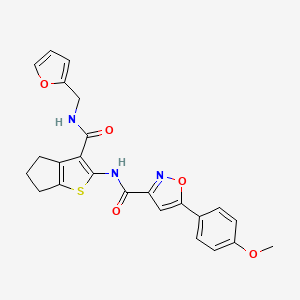 molecular formula C24H21N3O5S B11348406 N-{3-[(furan-2-ylmethyl)carbamoyl]-5,6-dihydro-4H-cyclopenta[b]thiophen-2-yl}-5-(4-methoxyphenyl)-1,2-oxazole-3-carboxamide 