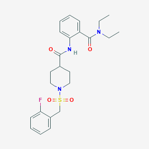 molecular formula C24H30FN3O4S B11348413 N-[2-(diethylcarbamoyl)phenyl]-1-[(2-fluorobenzyl)sulfonyl]piperidine-4-carboxamide 