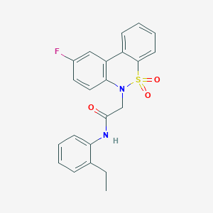 molecular formula C22H19FN2O3S B11348569 N-(2-ethylphenyl)-2-(9-fluoro-5,5-dioxido-6H-dibenzo[c,e][1,2]thiazin-6-yl)acetamide 