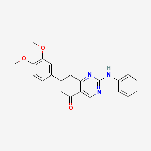 molecular formula C23H23N3O3 B11348571 2-anilino-7-(3,4-dimethoxyphenyl)-4-methyl-7,8-dihydroquinazolin-5(6H)-one 