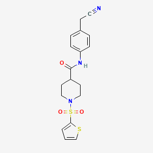 molecular formula C18H19N3O3S2 B11348584 N-[4-(cyanomethyl)phenyl]-1-(thiophen-2-ylsulfonyl)piperidine-4-carboxamide 