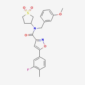 molecular formula C23H23FN2O5S B11348608 N-(1,1-dioxidotetrahydrothiophen-3-yl)-5-(3-fluoro-4-methylphenyl)-N-(3-methoxybenzyl)-1,2-oxazole-3-carboxamide 