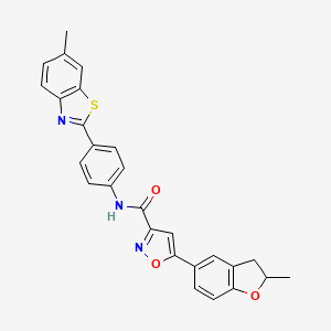 molecular formula C27H21N3O3S B11348693 N-[4-(6-methyl-1,3-benzothiazol-2-yl)phenyl]-5-(2-methyl-2,3-dihydro-1-benzofuran-5-yl)-1,2-oxazole-3-carboxamide 