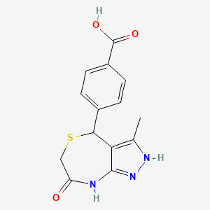 molecular formula C14H13N3O3S B11348725 4-(7-hydroxy-3-methyl-4,6-dihydro-1H-pyrazolo[3,4-e][1,4]thiazepin-4-yl)benzoic acid 