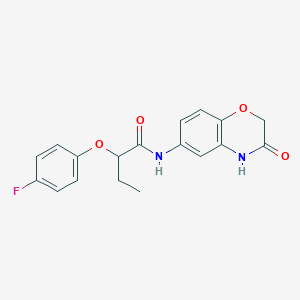 molecular formula C18H17FN2O4 B11348758 2-(4-fluorophenoxy)-N-(3-oxo-3,4-dihydro-2H-1,4-benzoxazin-6-yl)butanamide 