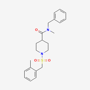 molecular formula C22H28N2O3S B11348793 N-benzyl-N-methyl-1-[(2-methylbenzyl)sulfonyl]piperidine-4-carboxamide 