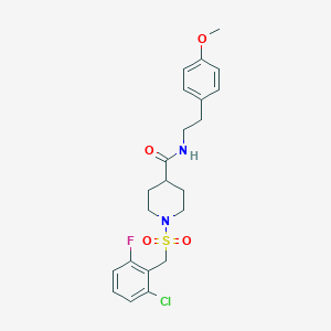 molecular formula C22H26ClFN2O4S B11348825 1-[(2-chloro-6-fluorobenzyl)sulfonyl]-N-[2-(4-methoxyphenyl)ethyl]piperidine-4-carboxamide 