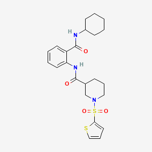 molecular formula C23H29N3O4S2 B11348849 N-[2-(cyclohexylcarbamoyl)phenyl]-1-(thiophen-2-ylsulfonyl)piperidine-3-carboxamide 