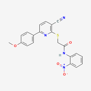 2-{[3-cyano-6-(4-methoxyphenyl)pyridin-2-yl]sulfanyl}-N-(2-nitrophenyl)acetamide