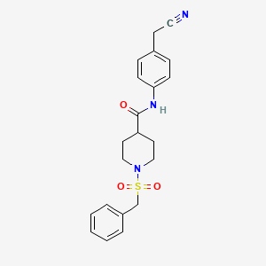 molecular formula C21H23N3O3S B11348921 1-(benzylsulfonyl)-N-[4-(cyanomethyl)phenyl]piperidine-4-carboxamide 