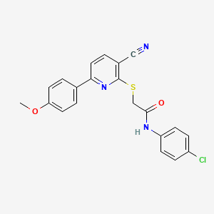 molecular formula C21H16ClN3O2S B11348923 N-(4-chlorophenyl)-2-{[3-cyano-6-(4-methoxyphenyl)pyridin-2-yl]sulfanyl}acetamide 