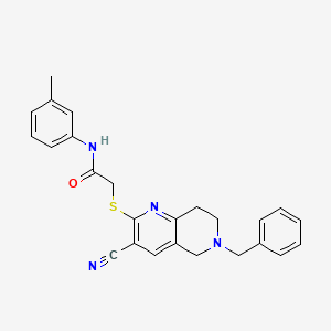 molecular formula C25H24N4OS B11348934 2-[(6-benzyl-3-cyano-5,6,7,8-tetrahydro-1,6-naphthyridin-2-yl)sulfanyl]-N-(3-methylphenyl)acetamide 