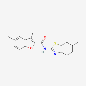 molecular formula C19H20N2O2S B11349029 3,5-dimethyl-N-(6-methyl-4,5,6,7-tetrahydro-1,3-benzothiazol-2-yl)-1-benzofuran-2-carboxamide 