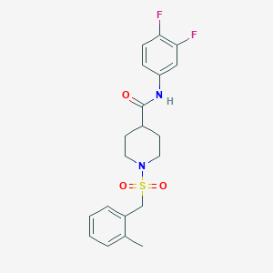 molecular formula C20H22F2N2O3S B11349045 N-(3,4-difluorophenyl)-1-[(2-methylbenzyl)sulfonyl]piperidine-4-carboxamide 