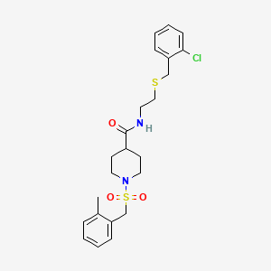 molecular formula C23H29ClN2O3S2 B11349048 N-{2-[(2-chlorobenzyl)sulfanyl]ethyl}-1-[(2-methylbenzyl)sulfonyl]piperidine-4-carboxamide 