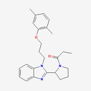 molecular formula C25H31N3O2 B11349050 1-(2-{1-[3-(2,5-dimethylphenoxy)propyl]-1H-benzimidazol-2-yl}pyrrolidin-1-yl)propan-1-one 