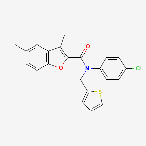 N-(4-chlorophenyl)-3,5-dimethyl-N-(thiophen-2-ylmethyl)-1-benzofuran-2-carboxamide