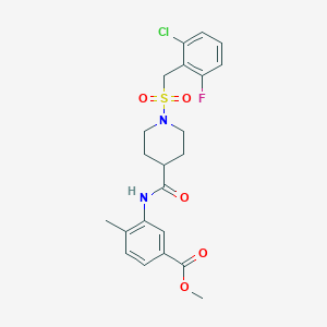 molecular formula C22H24ClFN2O5S B11349083 Methyl 3-[({1-[(2-chloro-6-fluorobenzyl)sulfonyl]piperidin-4-yl}carbonyl)amino]-4-methylbenzoate 