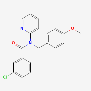 molecular formula C20H17ClN2O2 B11349099 3-chloro-N-(4-methoxybenzyl)-N-(pyridin-2-yl)benzamide 