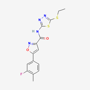 molecular formula C15H13FN4O2S2 B11349168 N-[5-(ethylsulfanyl)-1,3,4-thiadiazol-2-yl]-5-(3-fluoro-4-methylphenyl)-1,2-oxazole-3-carboxamide 