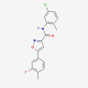 molecular formula C18H14ClFN2O2 B11349179 N-(5-chloro-2-methylphenyl)-5-(3-fluoro-4-methylphenyl)-1,2-oxazole-3-carboxamide 