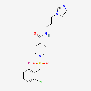 molecular formula C19H24ClFN4O3S B11349203 1-[(2-chloro-6-fluorobenzyl)sulfonyl]-N-[3-(1H-imidazol-1-yl)propyl]piperidine-4-carboxamide 