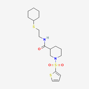 molecular formula C18H28N2O3S3 B11349225 N-[2-(cyclohexylsulfanyl)ethyl]-1-(thiophen-2-ylsulfonyl)piperidine-3-carboxamide 