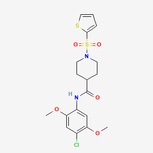 molecular formula C18H21ClN2O5S2 B11349307 N-(4-chloro-2,5-dimethoxyphenyl)-1-(thiophen-2-ylsulfonyl)piperidine-4-carboxamide 