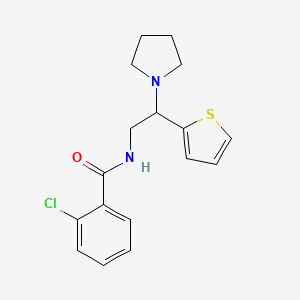 molecular formula C17H19ClN2OS B11349367 2-chloro-N-[2-(pyrrolidin-1-yl)-2-(thiophen-2-yl)ethyl]benzamide 