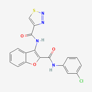 molecular formula C18H11ClN4O3S B11349398 N-{2-[(3-chlorophenyl)carbamoyl]-1-benzofuran-3-yl}-1,2,3-thiadiazole-4-carboxamide 