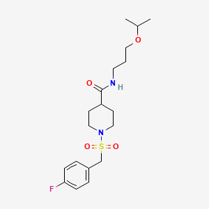 molecular formula C19H29FN2O4S B11349414 1-[(4-fluorobenzyl)sulfonyl]-N-[3-(propan-2-yloxy)propyl]piperidine-4-carboxamide 