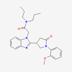 molecular formula C26H32N4O3 B11349429 2-{2-[1-(2-methoxyphenyl)-5-oxopyrrolidin-3-yl]-1H-benzimidazol-1-yl}-N,N-dipropylacetamide 