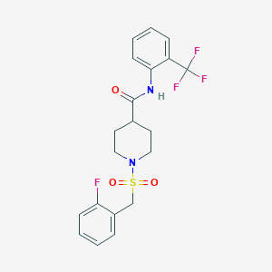 molecular formula C20H20F4N2O3S B11349481 1-[(2-fluorobenzyl)sulfonyl]-N-[2-(trifluoromethyl)phenyl]piperidine-4-carboxamide 