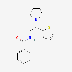 molecular formula C17H20N2OS B11349572 N-[2-(pyrrolidin-1-yl)-2-(thiophen-2-yl)ethyl]benzamide 