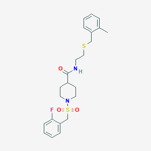 1-[(2-fluorobenzyl)sulfonyl]-N-{2-[(2-methylbenzyl)sulfanyl]ethyl}piperidine-4-carboxamide