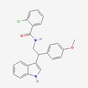 molecular formula C24H21ClN2O2 B11349584 2-chloro-N-[2-(1H-indol-3-yl)-2-(4-methoxyphenyl)ethyl]benzamide 