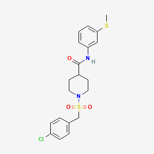 molecular formula C20H23ClN2O3S2 B11349629 1-[(4-chlorobenzyl)sulfonyl]-N-[3-(methylsulfanyl)phenyl]piperidine-4-carboxamide 