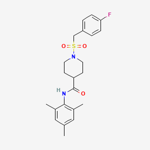 molecular formula C22H27FN2O3S B11349663 1-[(4-fluorobenzyl)sulfonyl]-N-(2,4,6-trimethylphenyl)piperidine-4-carboxamide 