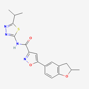 5-(2-methyl-2,3-dihydro-1-benzofuran-5-yl)-N-[5-(propan-2-yl)-1,3,4-thiadiazol-2-yl]-1,2-oxazole-3-carboxamide