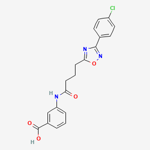 3-{4-[3-(4-Chlorophenyl)-1,2,4-oxadiazol-5-yl]butanamido}benzoic acid