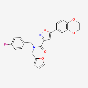 molecular formula C24H19FN2O5 B11349780 5-(2,3-dihydro-1,4-benzodioxin-6-yl)-N-(4-fluorobenzyl)-N-(furan-2-ylmethyl)-1,2-oxazole-3-carboxamide 