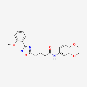 molecular formula C21H21N3O5 B11349917 N-(2,3-dihydro-1,4-benzodioxin-6-yl)-4-[3-(2-methoxyphenyl)-1,2,4-oxadiazol-5-yl]butanamide 