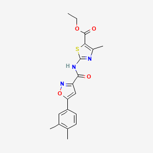 molecular formula C19H19N3O4S B11349966 Ethyl 2-({[5-(3,4-dimethylphenyl)-1,2-oxazol-3-yl]carbonyl}amino)-4-methyl-1,3-thiazole-5-carboxylate 