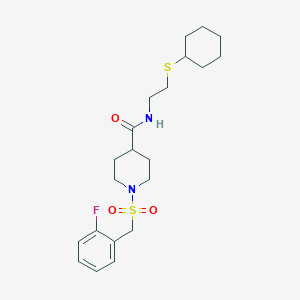 N-[2-(cyclohexylsulfanyl)ethyl]-1-[(2-fluorobenzyl)sulfonyl]piperidine-4-carboxamide