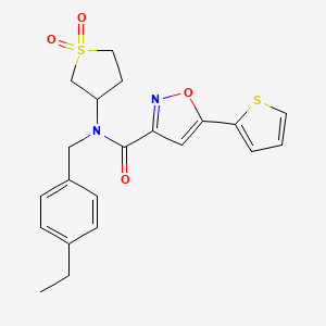 molecular formula C21H22N2O4S2 B11350108 N-(1,1-dioxidotetrahydrothiophen-3-yl)-N-(4-ethylbenzyl)-5-(thiophen-2-yl)-1,2-oxazole-3-carboxamide 