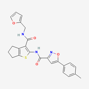 molecular formula C24H21N3O4S B11350115 N-{3-[(furan-2-ylmethyl)carbamoyl]-5,6-dihydro-4H-cyclopenta[b]thiophen-2-yl}-5-(4-methylphenyl)-1,2-oxazole-3-carboxamide 