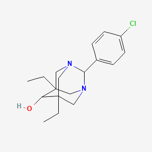 molecular formula C18H25ClN2O B11350134 2-(4-Chlorophenyl)-5,7-diethyl-1,3-diazatricyclo[3.3.1.1~3,7~]decan-6-ol 