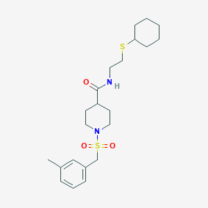 molecular formula C22H34N2O3S2 B11350161 N-[2-(cyclohexylsulfanyl)ethyl]-1-[(3-methylbenzyl)sulfonyl]piperidine-4-carboxamide 